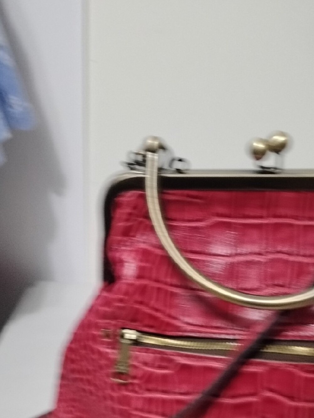 Patricia Nash Novella Frame Red Croc-Embossed Frame Satchel Handbag - Picture 2 of 12